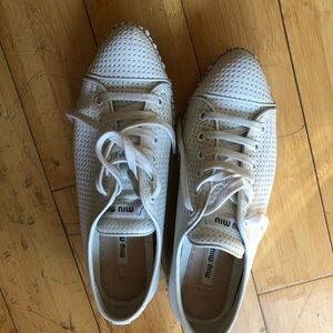 Miu Miu Espadrille Platform Leather Sneakers